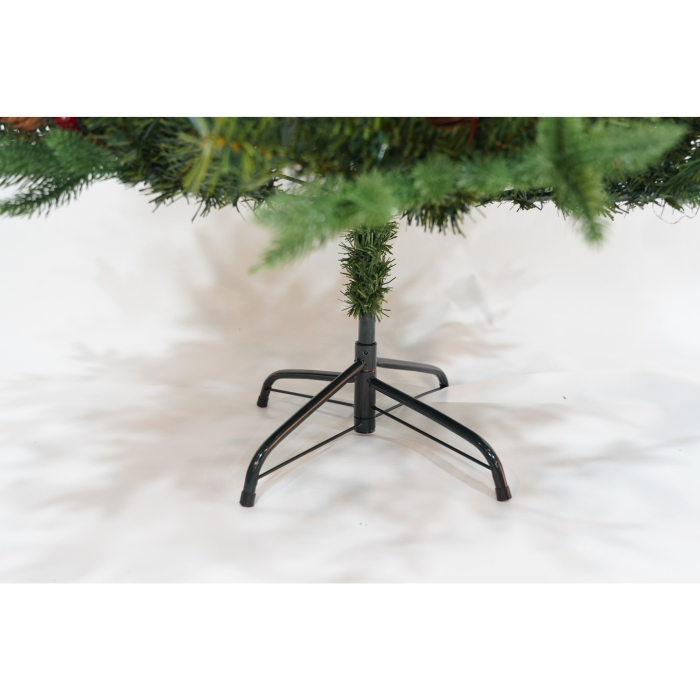 Brad Artificial de Craciun, Flippy, 1.5 m inaltime, Verde, Decorat conuri de pin si fructe rosii, Interior/ Exterior [5]