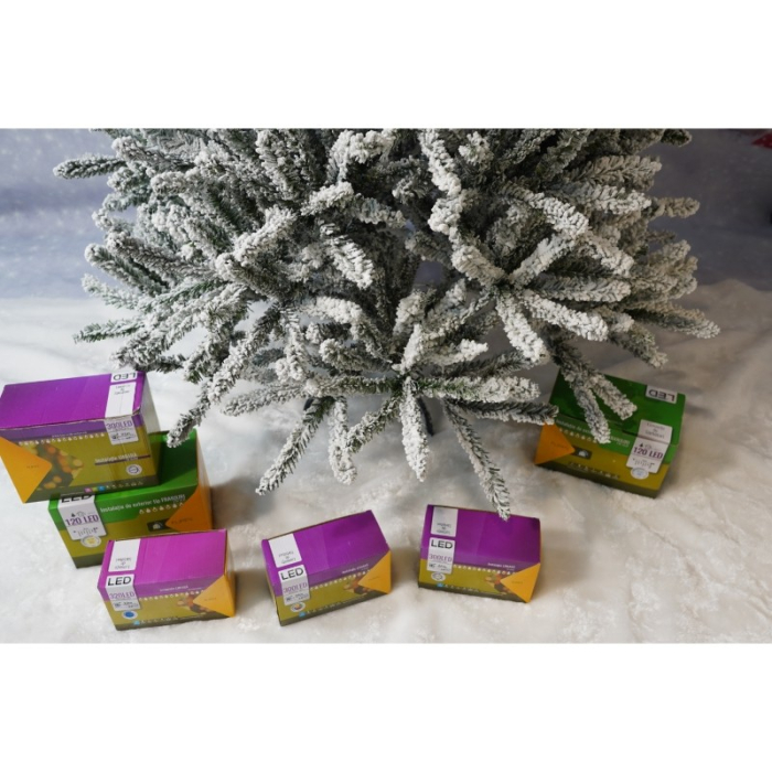 Brad Artificial de Craciun, Flippy, 1.8 m inaltime, Verde, Pulverizat alb-tip zapada, Diametru inferior 110 cm, Interior/ Exterior  [19]