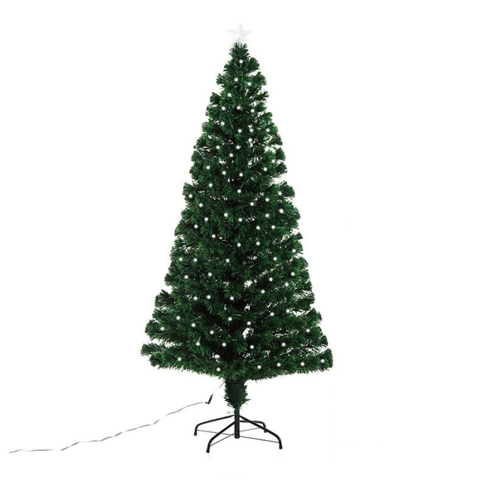 Brad Artificial de Craciun, Flippy, 1.80 m inaltime, Verde, Becuri Led incluse in ramuri, Diametru inferior 137 cm, Interior/ Exterior [1]