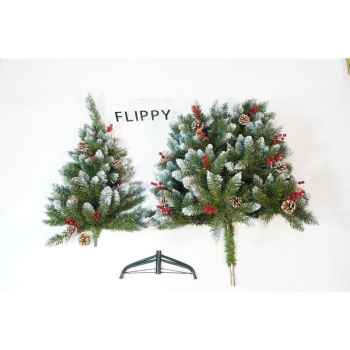 Brad Artificial de Craciun, Flippy, Sectionat pentru Perete/ Colt, 1.50 m inaltime, Verde, Decorat, Diametru Inferior 83 cm, Interior/ Exterior [14]