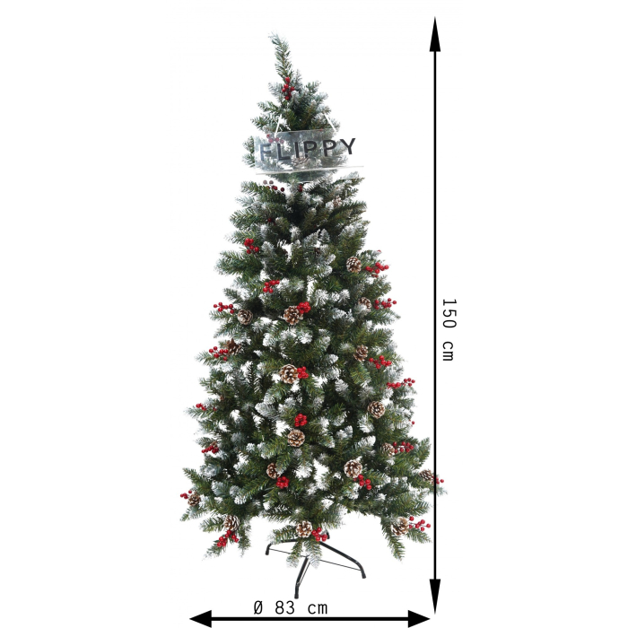 Brad Artificial de Craciun, Flippy, Sectionat pentru Perete/ Colt, 1.50 m inaltime, Verde, Decorat, Diametru Inferior 83 cm, Interior/ Exterior [6]