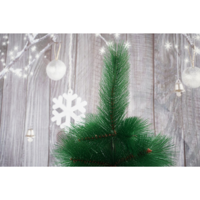 Brad artificial de Craciun tip pin, clasic, pentru interior/exterior, inaltime 180 cm, Flippy, verde, suport metalic inclus [5]