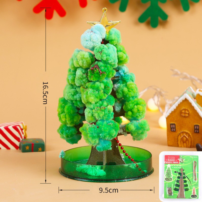 Brad Copac de Hartie Infloritor pe Apa, Flippy, Jucarie Brad Magic Infloritor de Craciun, Crestere Lenta in 8-24 h, Decoratiune de Craciun, 16.5 x 9.5 x 9.5 cm, Verde [1]