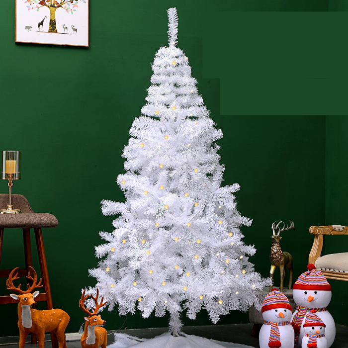 Brad de Craciun artificial cu suport inclus Flippy, 120 cm, 240 ramuri/varfuri, material plastic, suport clasic, fara iluminare, utilizat pentru interior/exterior, alb [9]