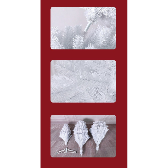 Brad de Craciun artificial cu suport inclus Flippy, 180 cm, 600 ramuri/varfuri, material plastic, suport clasic, fara iluminare, utilizat pentru interior/exterior, alb [5]