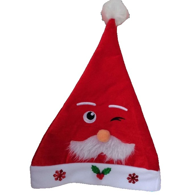 Caciula de Mos Craciun, Flippy, Model 3 Mos Craciun cu Mustata, Marime Universala, Material Textil, 30 x 40 cm, Alb/Rosu [3]