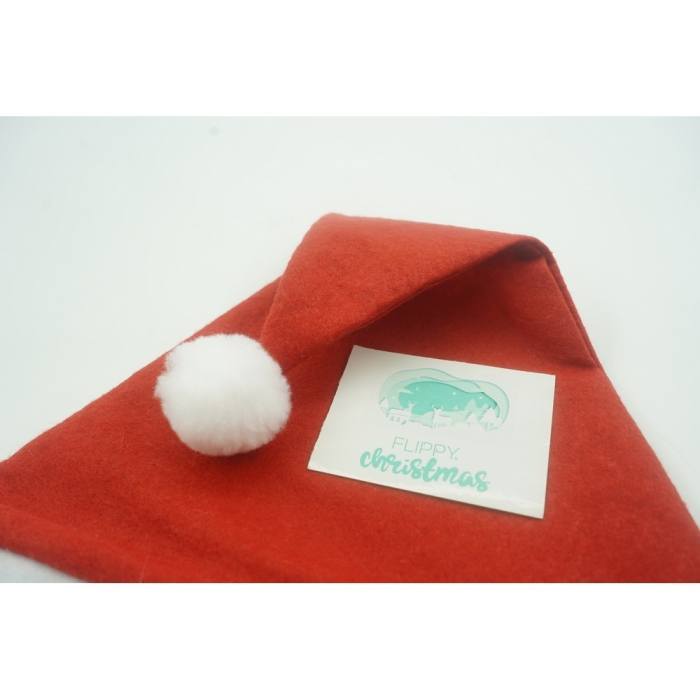 Caciulita de Mos Craciun,Flippy, cu braduti ,led si muzica, rosie, marime universala, poliester [3]