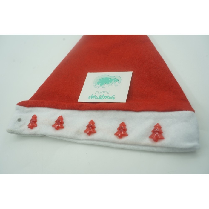 Caciulita de Mos Craciun,Flippy, cu braduti ,led si muzica, rosie, marime universala, poliester [4]