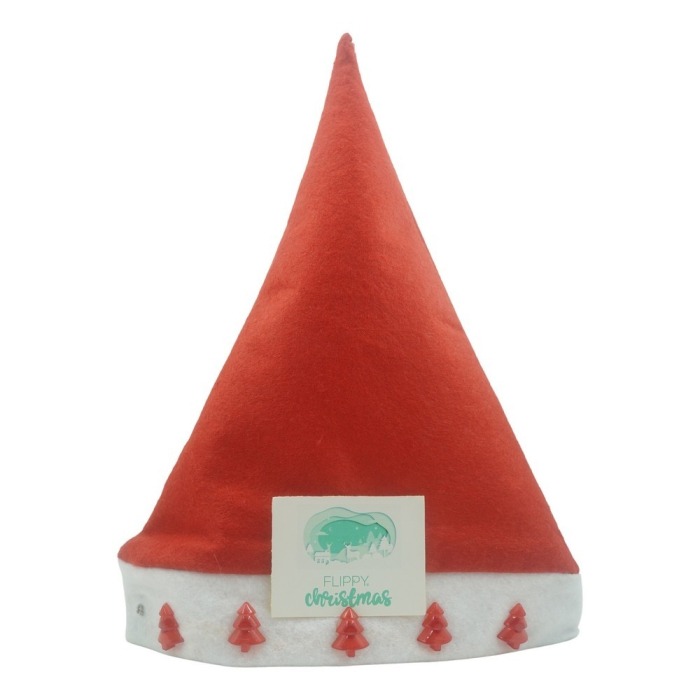 Caciulita de Mos Craciun,Flippy, cu braduti ,led si muzica, rosie, marime universala, poliester [1]