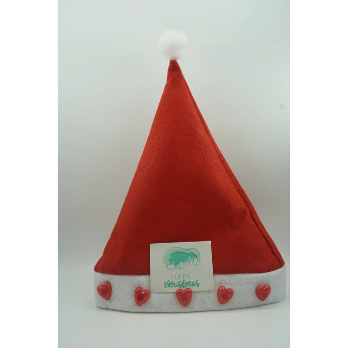Caciulita de Mos Craciun,Flippy, cu inimi si led, rosie, marime universala, poliester [2]