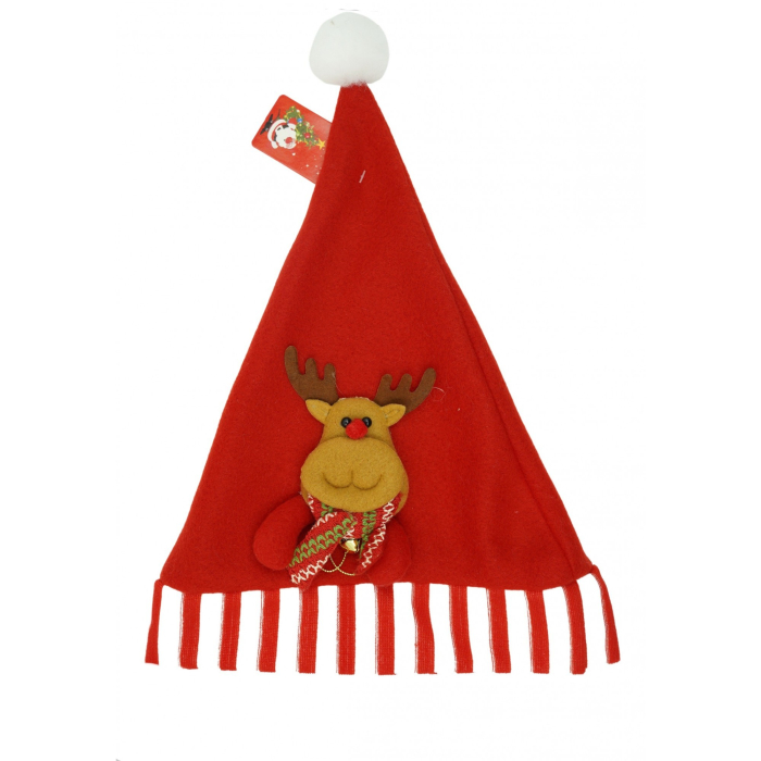Caciulita de Mos Craciun, Flippy,cu model de Ren, rosie, marime universala, material textil [1]