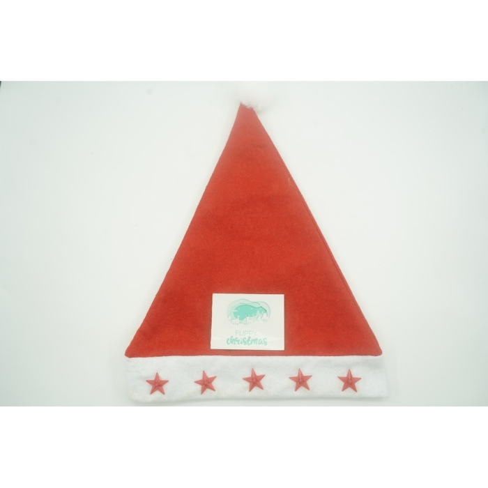 Caciulita de Mos Craciun,Flippy, cu stele  ,led si muzica, rosie, marime universala, poliester [5]