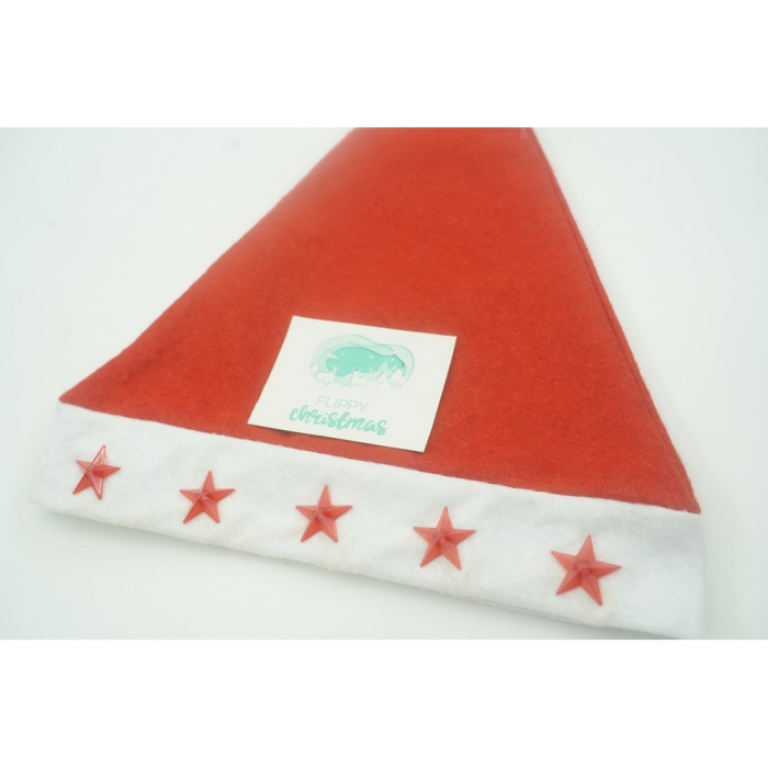 Caciulita de Mos Craciun,Flippy, cu stele  ,led si muzica, rosie, marime universala, poliester [4]