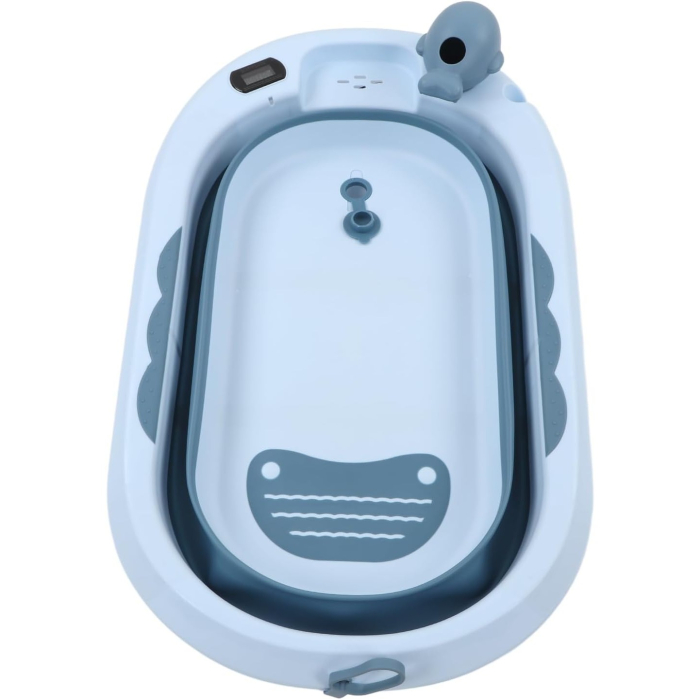 Cada de Baie , pentru Copii 0 luni - 6 Ani, cu Termometru, Pliabila, Perna Suport Inclusa, din Plastic, 81.5 x 49 x 21.5 cm, Albastru [6]