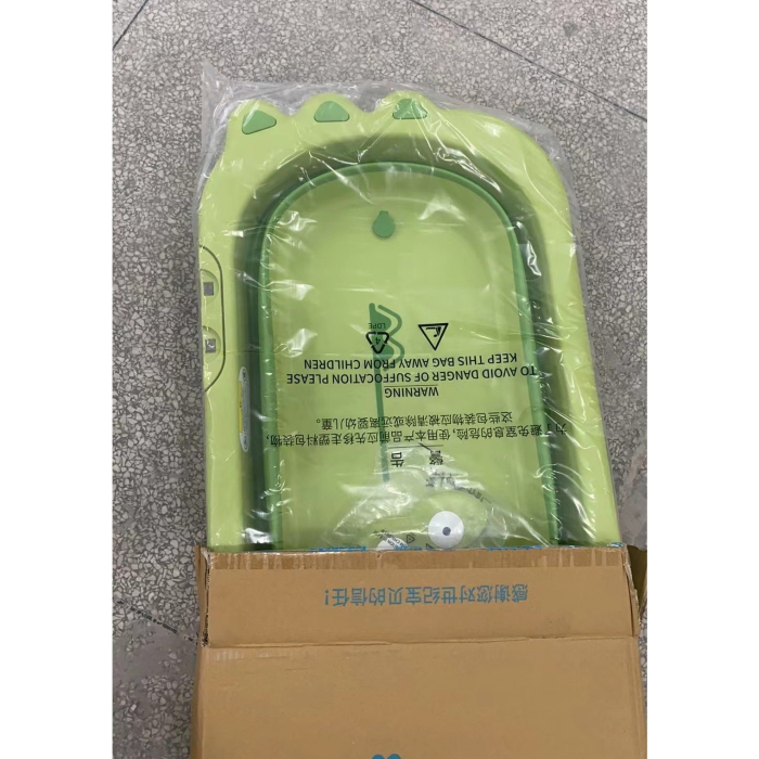 Cada Pliabila pentru Baie , din PP+TPR, pentru Copii 0-6 Ani, Model Crocodil, Dop de Scurgere, 80x54x21 cm, Verde [2]