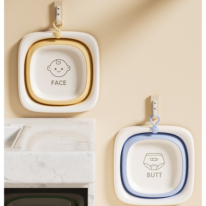 Cada Pliabila pentru Baie pentru Copii , Cadita pentru Bebelusi, Model Patrat pentru Fata, Galben, 32x27.5x3.7 cm, 4 L [4]