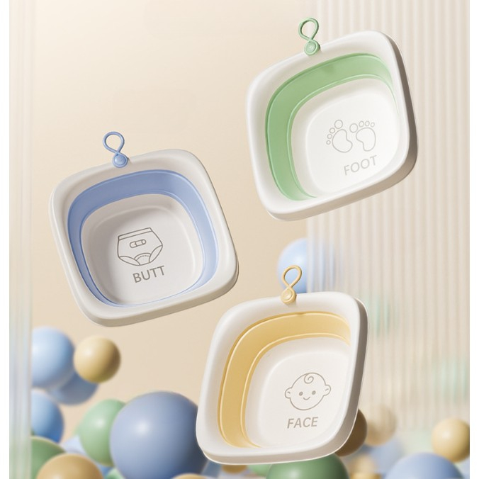 Cada Pliabila pentru Baie pentru Copii , Cadita pentru Bebelusi, Model Patrat pentru Fata, Galben, 32x27.5x3.7 cm, 4 L [7]