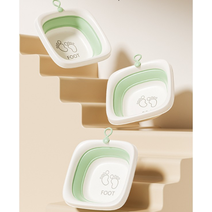 Cada Pliabila pentru Baie pentru Copii , Cadita pentru Bebelusi, Model Patrat pentru Picioare, Verde, 32x27.5x3.7 cm, 4 L [4]