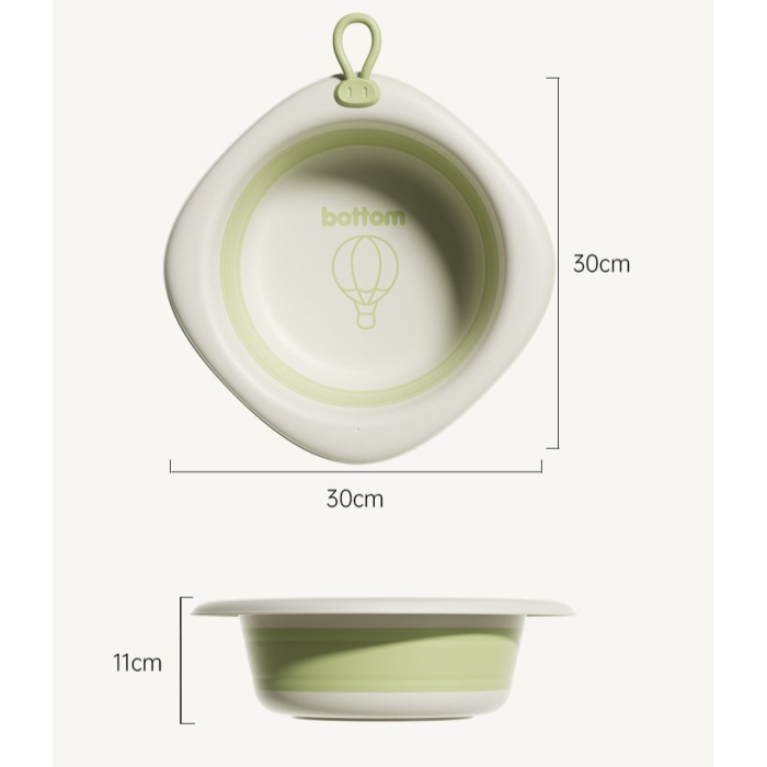 Cada Pliabila pentru Baie pentru Copii , Cadita pentru Bebelusi, Model Romb cu Balon, Verde, 31.5x31.5x3.5 cm, 3L [14]