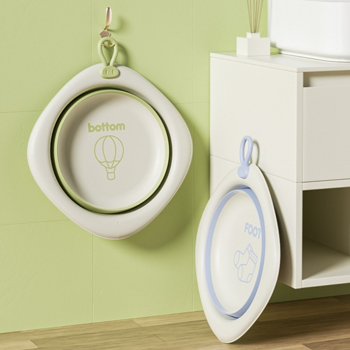 Cada Pliabila pentru Baie pentru Copii , Cadita pentru Bebelusi, Model Romb cu Balon, Verde, 31.5x31.5x3.5 cm, 3L [13]