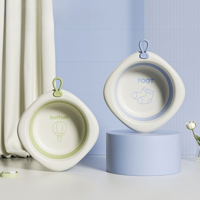 Cada Pliabila pentru Baie pentru Copii , Cadita pentru Bebelusi, Model Romb cu Balon, Verde, 31.5x31.5x3.5 cm, 3L [3]