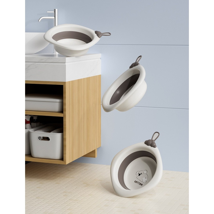 Cada Pliabila pentru Baie pentru Copii , Cadita pentru Bebelusi, Model Romb Koala, Gri, 30x30x3.5 cm, 4L [7]