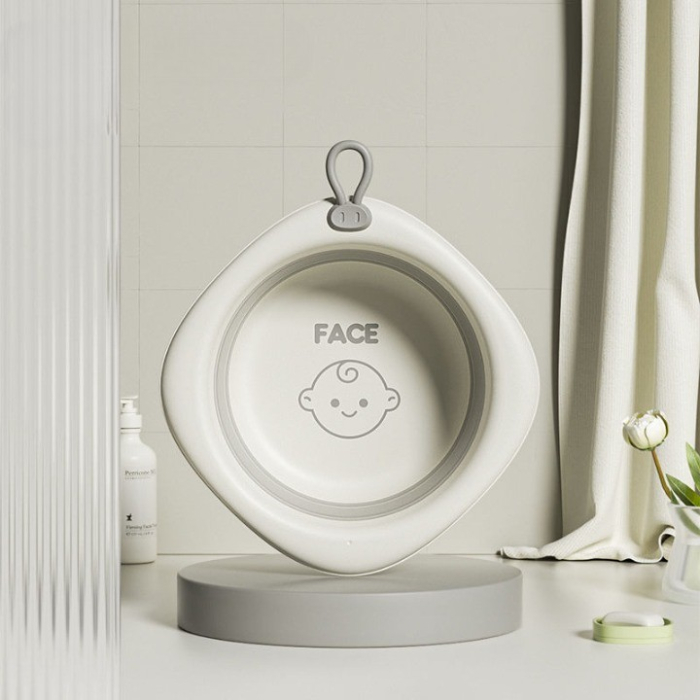 Cada Pliabila pentru Baie pentru Copii , Cadita pentru Bebelusi, Model Romb pentru Fata, Gri, 31.5x31.5x3.5 cm, 3L [9]