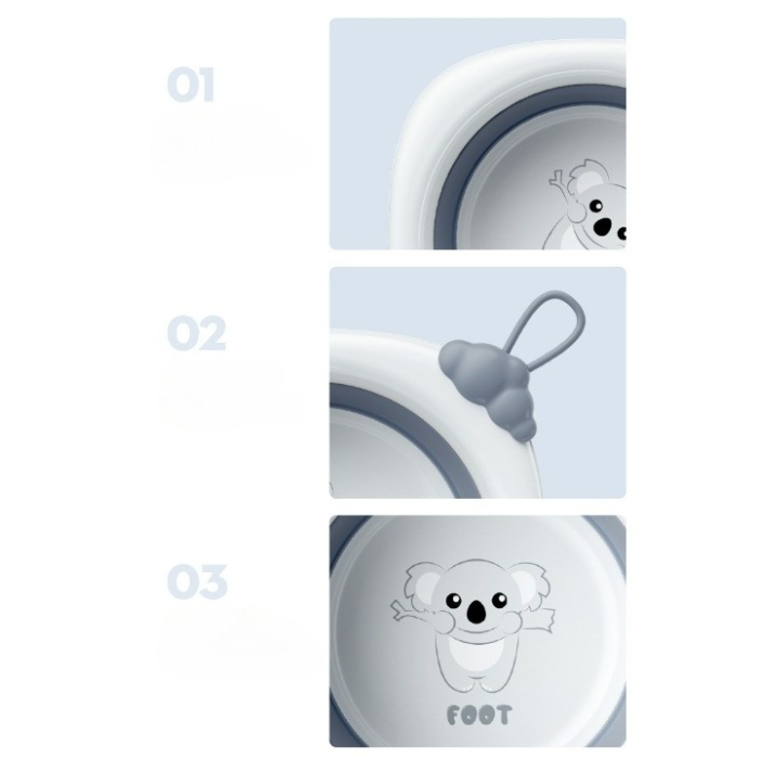 Cada Pliabila pentru Baie pentru Copii , Cadita pentru Bebelusi, Model Romb pentru Picioare Koala, Gri, 30x30x3.5 cm, 4L [7]