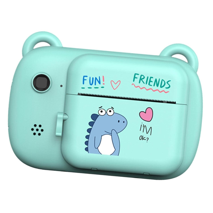 Camera Instantanee pentru Copii, Flippy, Camera Frontala + Selfie, cu Functie de Printare, Cablu USB-C, Bluetooth, Compatibil iOS/Android, Imprimare APP, Model Dino Love, Albastru [4]