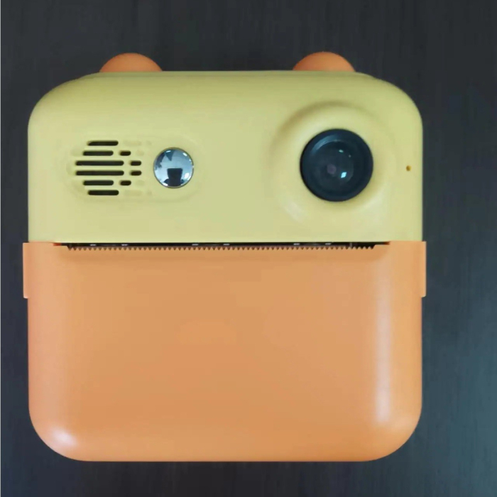 Camera Instantanee pentru Copii, Flippy, cu Functie de Printare, Cablu USB-C, Bluetooth, compatibil iOS/Android, Imprimare APP, Model Urechi, Snur Subtire Inclus, Portocaliu [4]