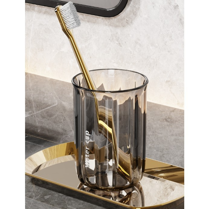 Cana de Apa pentru Clatit , pentru Periuta de Dinti, 200 ml, 10.4 x 7.3 cm, Gri Transparent [3]