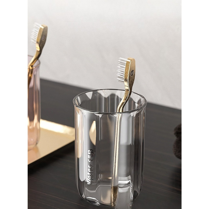 Cana de Apa pentru Clatit , pentru Periuta de Dinti, 200 ml, 10.4 x 7.3 cm, Gri Transparent [8]