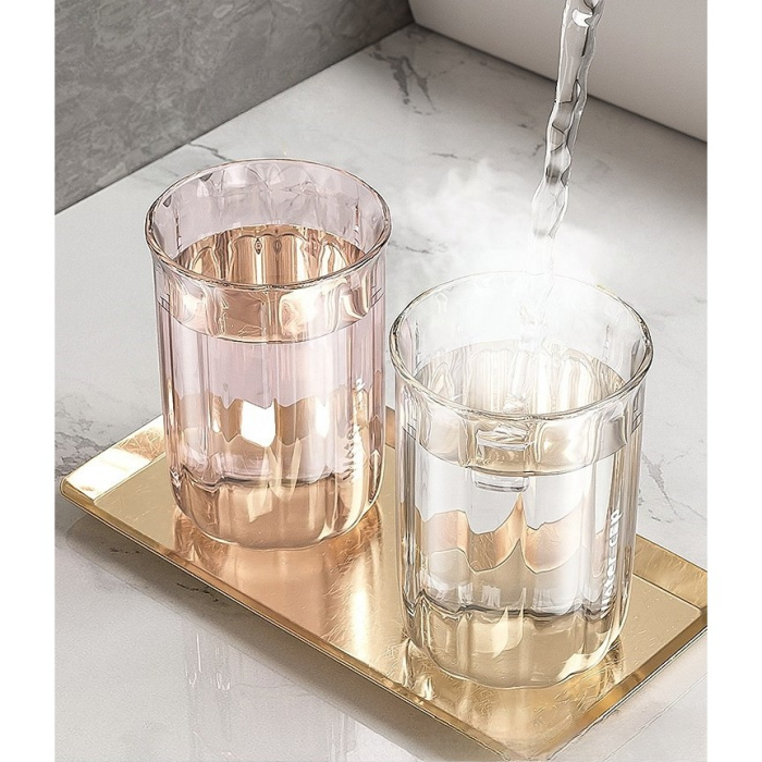 Cana de Apa pentru Clatit , pentru Periuta de Dinti, 200 ml, 10.4 x 7.3 cm, Roz Transparent [7]