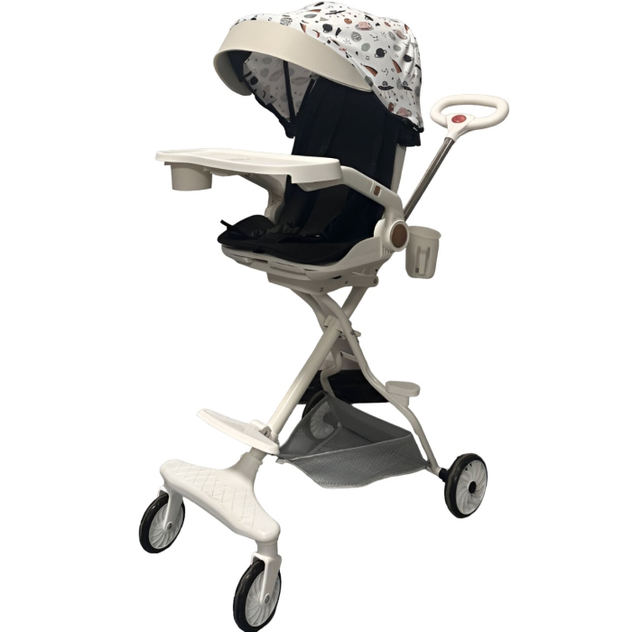 Carucior Sport Flippy 3in1, 6-36 Luni, Reversibil, Pliabil, Tavita pentru Masa, Pozitie de Somn, Centura de Siguranta, Roti 360, Suport Pahar, Copertina pentru Soare, 32x63x95cm, Bej Model Cosmos [1]