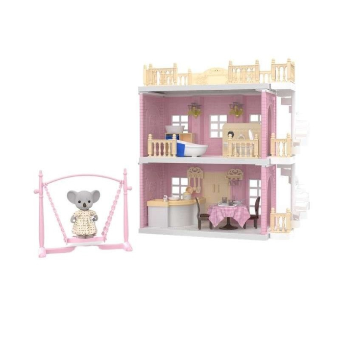 Casa pentru papusi cu baie si bucatarie, figurine si mobilier inclus [1]