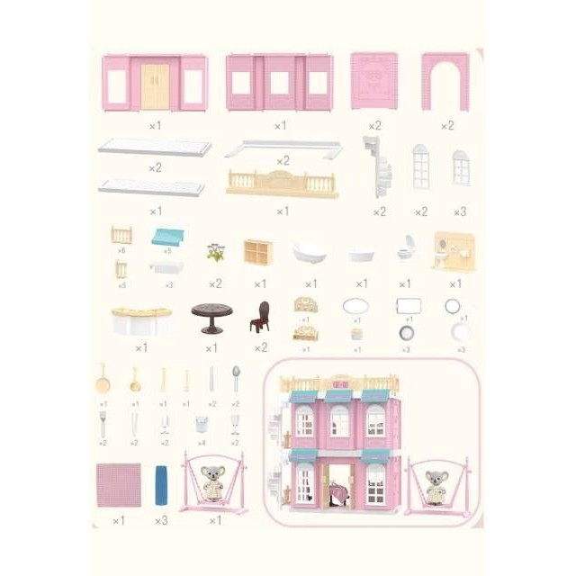 Casa pentru papusi cu baie si bucatarie, figurine si mobilier inclus [3]