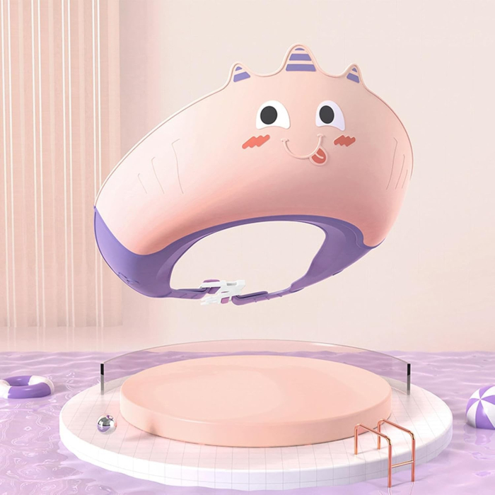 Casca de Dus , Previne Scurgerea Apei si Samponului pe Fata, 0-12 Ani, Ajustabila, din TPE+PP, 20 x 23 cm, Model Unicorn, Roz/Mov [4]