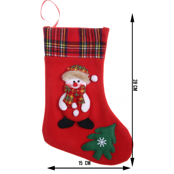 Ciorap Cadouri, culoare rosie, imprimeu om de zapada, marimea 15x28 cm, Flippy [5]