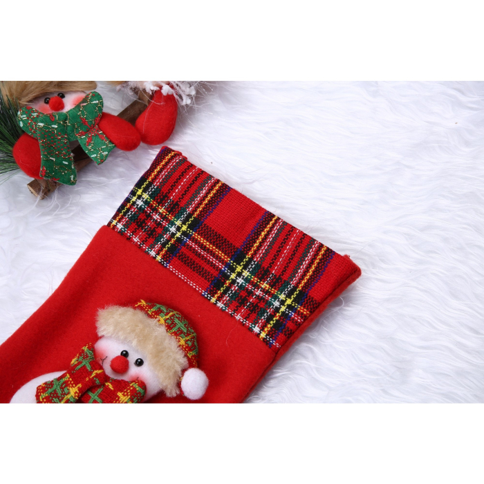 Ciorap Cadouri, culoare rosie, imprimeu om de zapada, marimea 15x28 cm, Flippy [4]