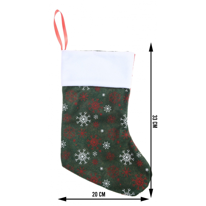 Ciorap Cadouri, culoare verde,imprimeu sclipici -fulg, marimea 20x33cm, Flippy [5]