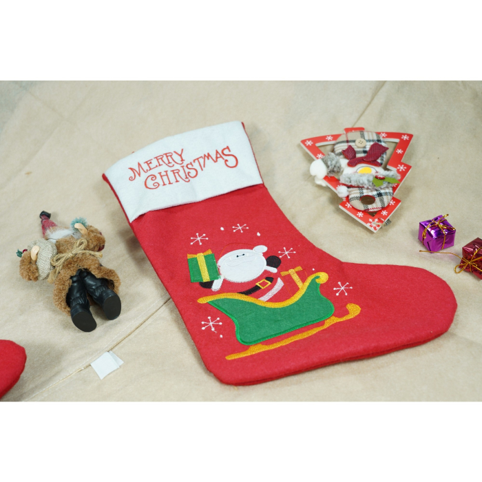 Ciorap Cadouri,Flippy,cu model Mos Craciun, rosu, marimea 19x38 cm, textil, interior [1]
