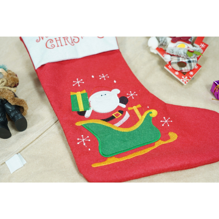 Ciorap Cadouri,Flippy,cu model Mos Craciun, rosu, marimea 19x38 cm, textil, interior [2]