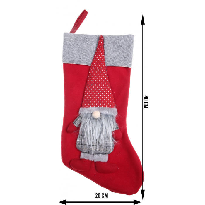 Ciorap Cadouri, Flippy, cu model Mos Craciun,rosu, marimea 20x40 cm, textil, interior [5]