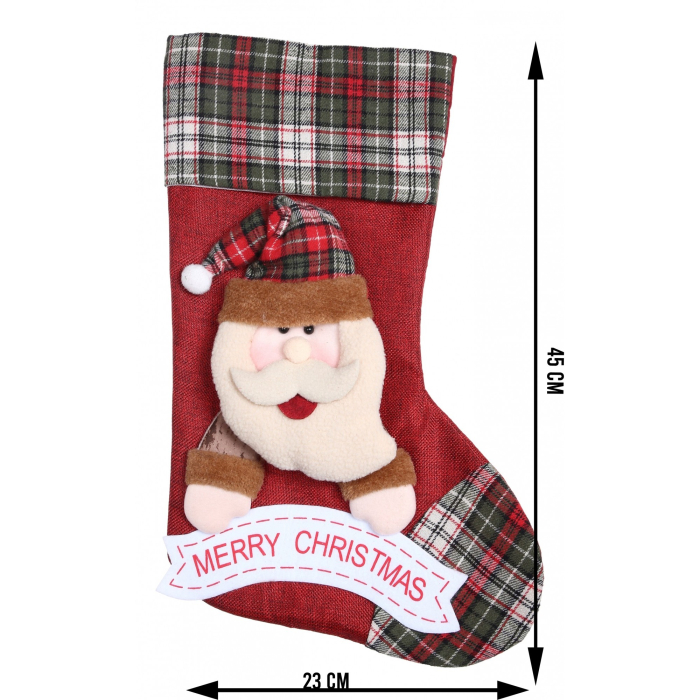 Ciorap Cadouri, Flippy,cu model Mos Craciun,rosu, marimea 23x45 cm, textil, interior [5]