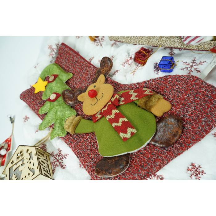 Ciorap Cadouri, Flippy, cu model ren, rosu, marimea 20x45 cm, textil, interior [3]