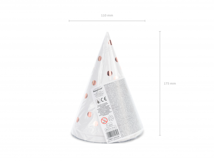 Coifuri de petrecere cu buline, albe, 16 cm (6 buc. / 1 pachet) [2]
