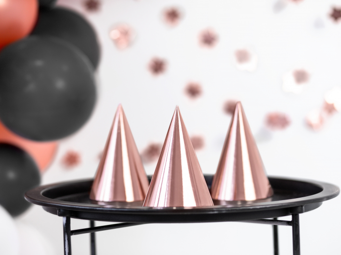 Coifuri de petrecere, roz-auriu, 16 cm (6 buc. / 1 pachet) [2]