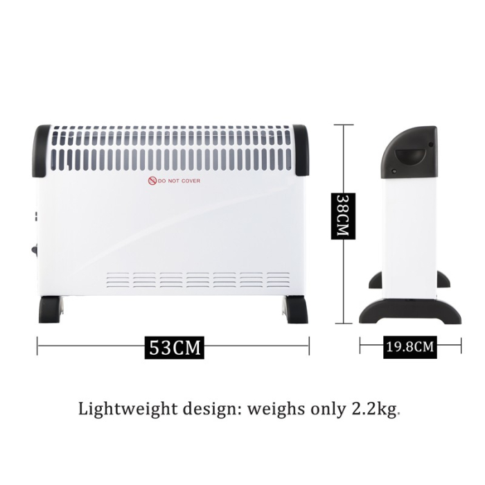 Convector Electric Clasic, Flippy, 2000W, 3 Trepte de Putere, Termostat, 53x19.8x38 cm, Alb [6]