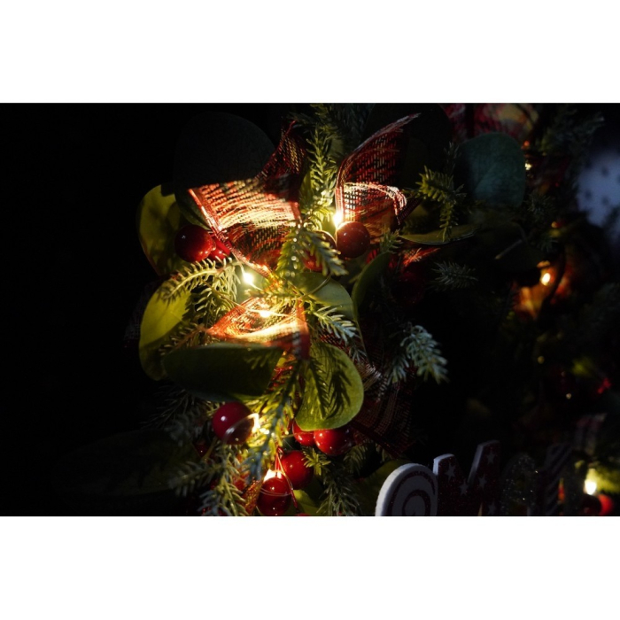 Coronita de Craciun pentru usa, Multicolor, 40 cm, PVC, Artificiala, Decorata, cu LED, Interior/Exterior, Flippy [7]