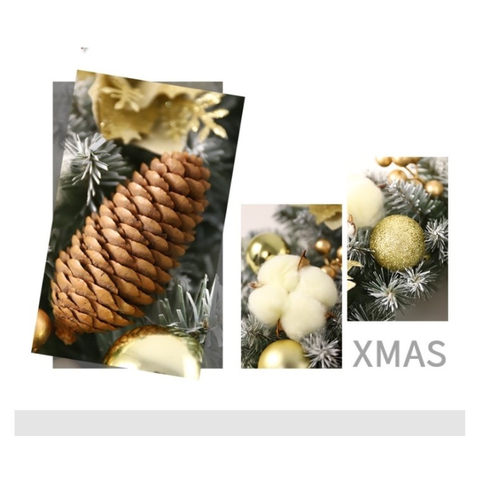 Coronita pentru Craciun Flippy, 50 cm, din brad artificial, decorata cu conuri, globulete, flori, Multicolor [3]